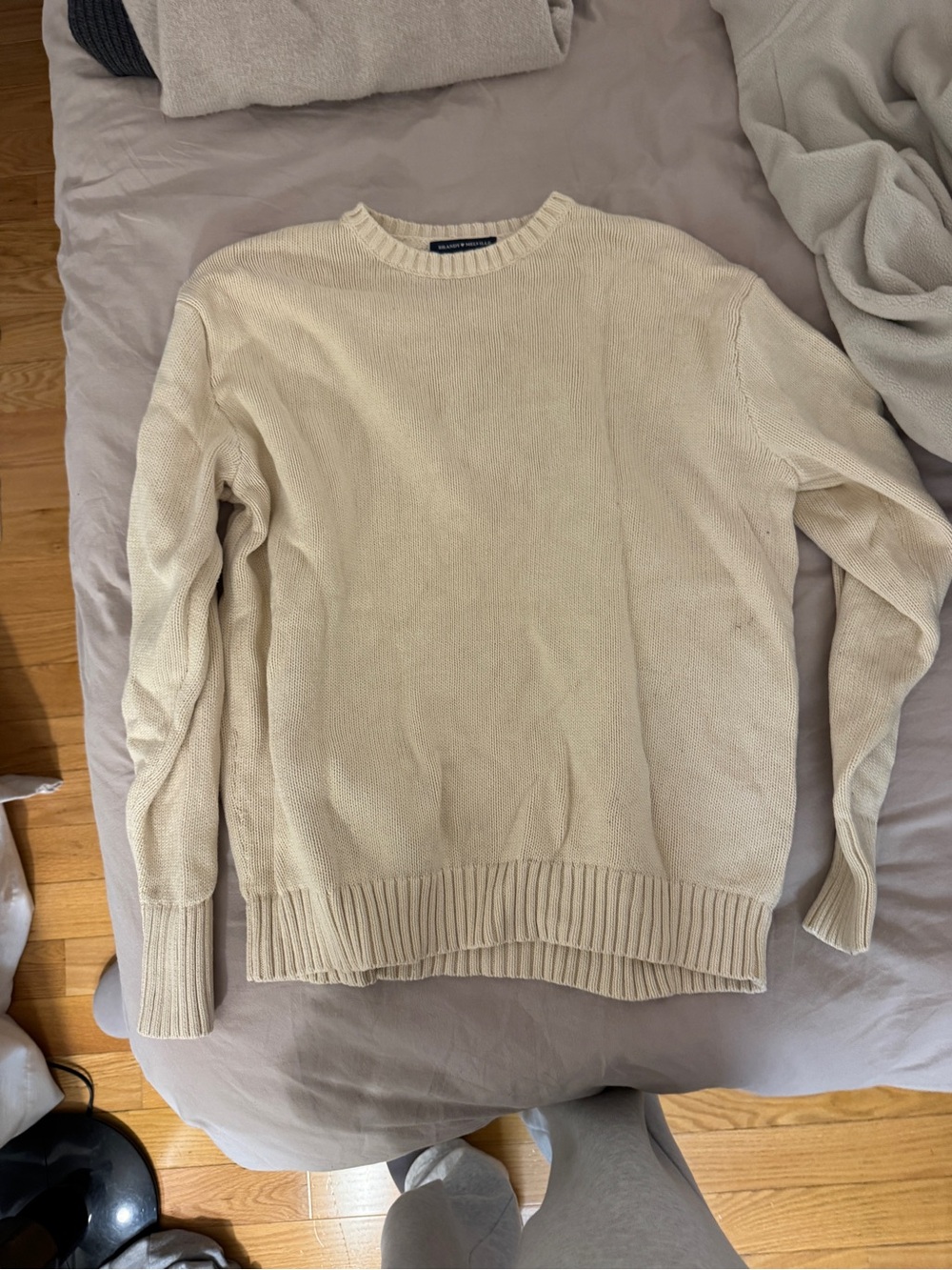Brandy Melville cotton Crewneck Sweater in Cream